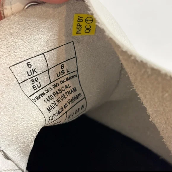 Dr. Martens White Virginia Leather 1460 Pascal Lace Up Combat Boots 8 - Picture 10 of 11